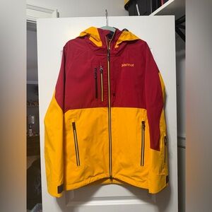 Marmot Men's Two-Tone Ski Jacket in Red and Yellow